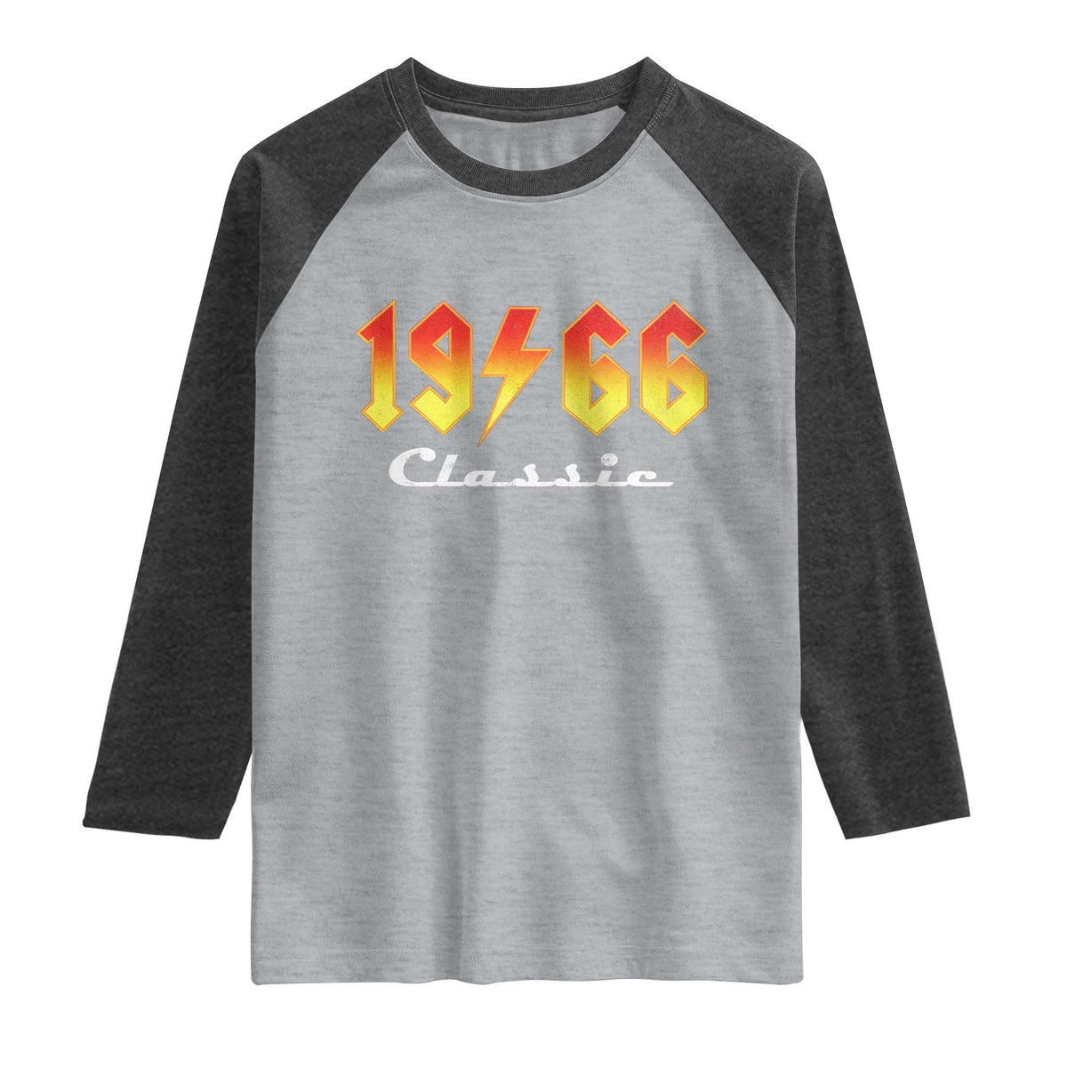 60th Birthday Raglan Shirt Classic Born 1966 Turning 60 Year Old TS10 Heather Gray Heather Charcoal Print Your Wear