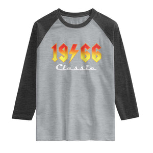60th Birthday Raglan Shirt Classic Born 1966 Turning 60 Year Old TS10 Heather Gray Heather Charcoal Print Your Wear