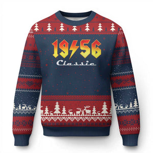 70th Birthday Ugly Christmas Sweater Classic Born 1956 Turning 70 Year Old TS10 Navy Red Print Your Wear