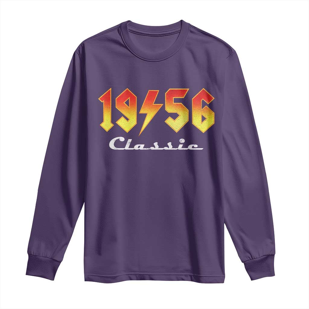 70th Birthday Long Sleeve Shirt Classic Born 1956 Turning 70 Year Old TS10 Purple Print Your Wear