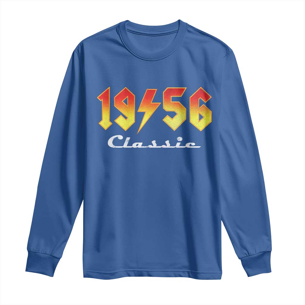70th Birthday Long Sleeve Shirt Classic Born 1956 Turning 70 Year Old TS10 Royal Blue Print Your Wear