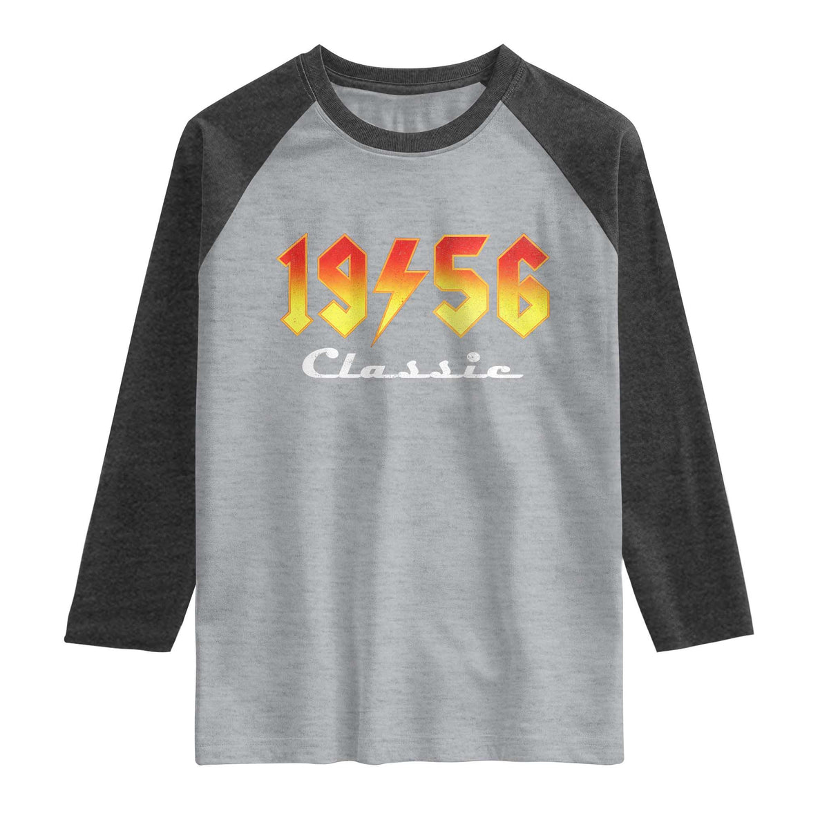 70th Birthday Raglan Shirt Classic Born 1956 Turning 70 Year Old TS10 Heather Gray Heather Charcoal Print Your Wear