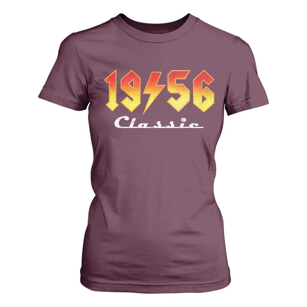 70th Birthday T Shirt For Women Classic Born 1956 Turning 70 Year Old TS10 Maroon Print Your Wear