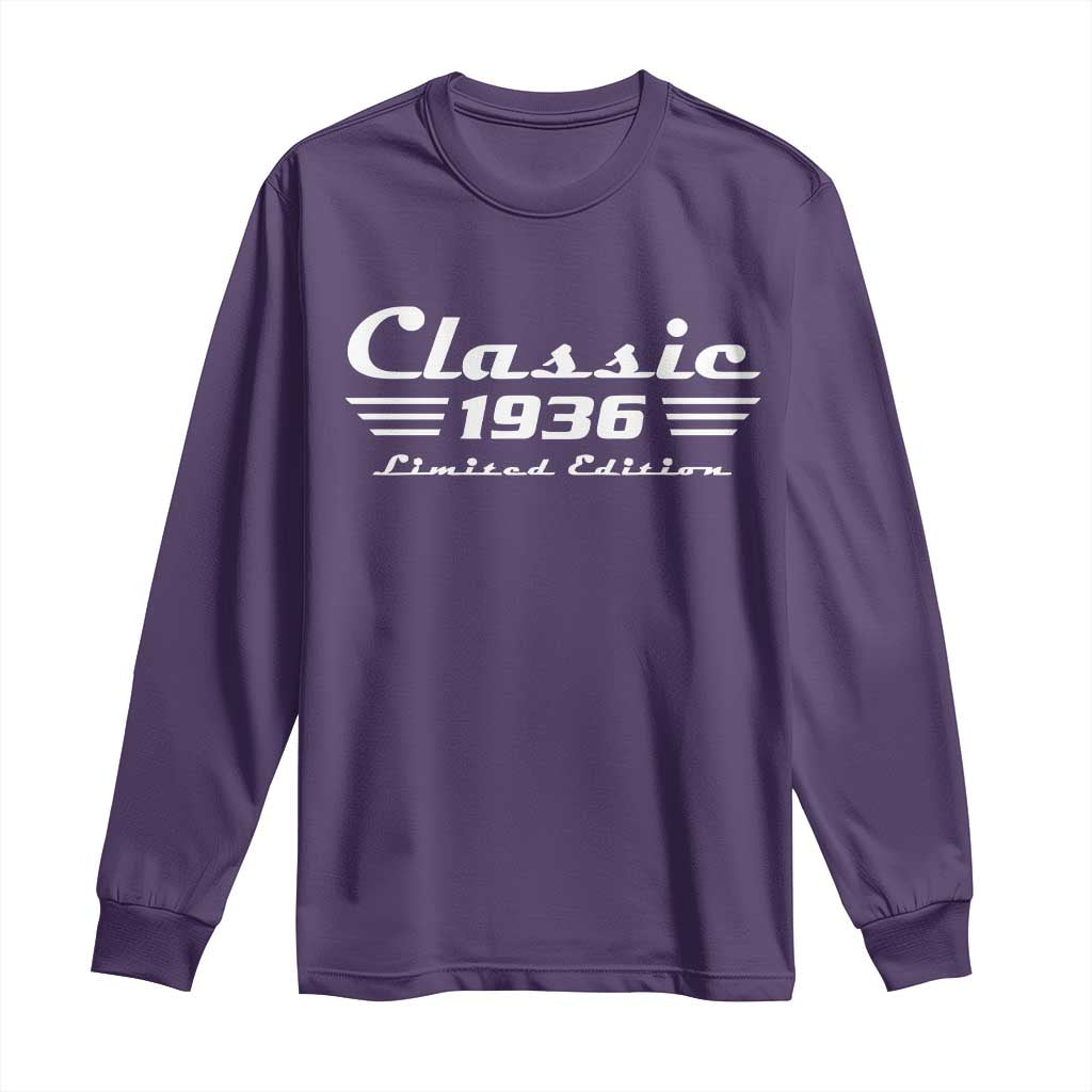 Classic 1936 Birthday Long Sleeve Shirt 90yr 90th Birthday Gift TS10 Purple Print Your Wear