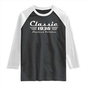 Classic 1936 Birthday Raglan Shirt 90yr 90th Birthday Gift TS10 Black White Print Your Wear