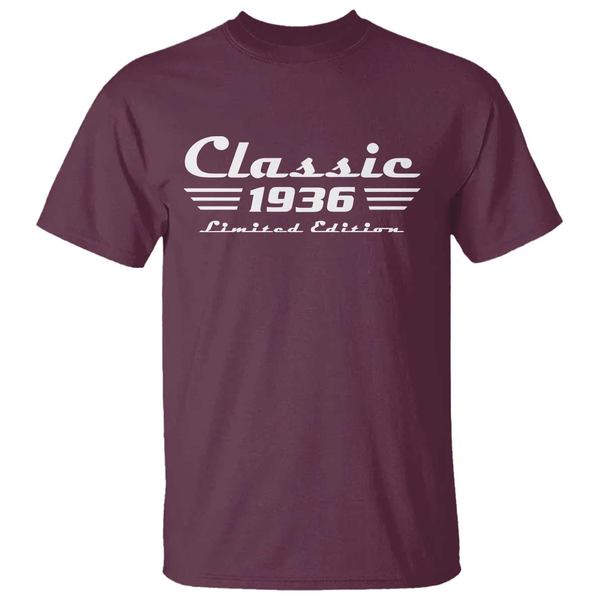 Classic 1936 Birthday T Shirt 90yr 90th Birthday Gift TS10 Maroon Print Your Wear