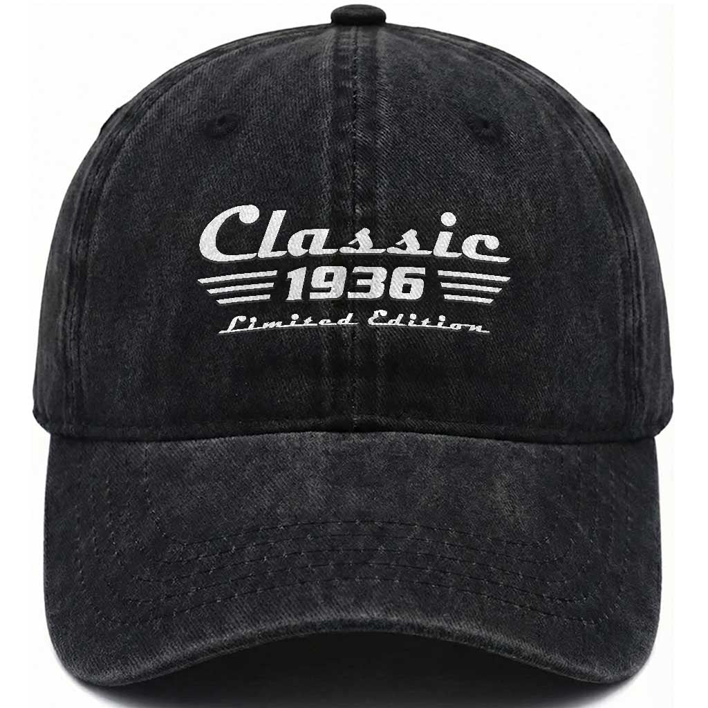 Classic 1936 Birthday Washed Cotton Baseball Cap 90yr 90th Birthday Gift TS10 Washed Cap Universal Fit Black Print Your Wear