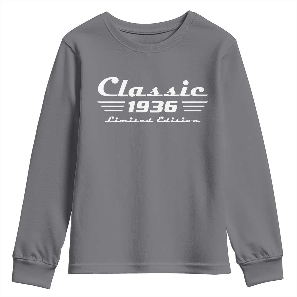 Classic 1936 Birthday Youth Sweatshirt 90yr 90th Birthday Gift TS10 Charcoal Print Your Wear