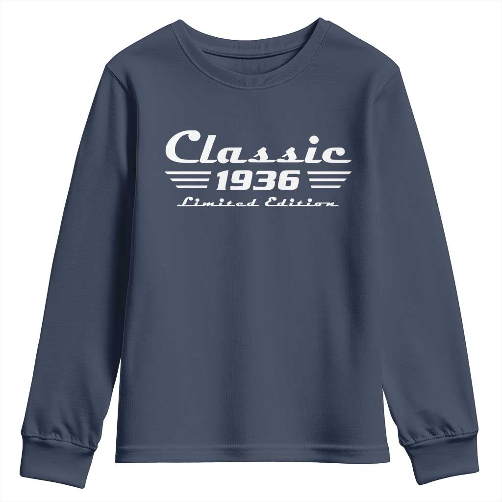 Classic 1936 Birthday Youth Sweatshirt 90yr 90th Birthday Gift TS10 Navy Print Your Wear