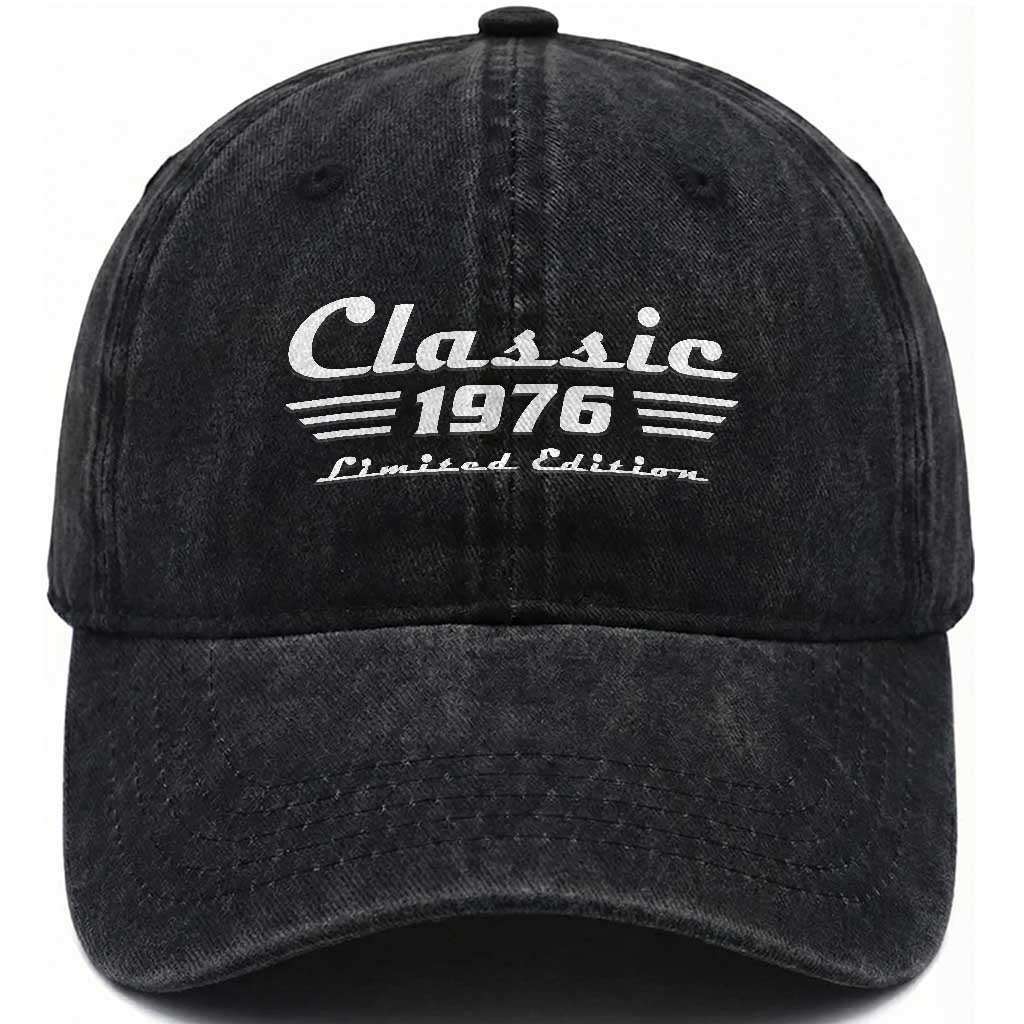 Classic 1976 Birthday Washed Cotton Baseball Cap 50yr 50th Birthday Gift TS10 Washed Cap Universal Fit Black Print Your Wear