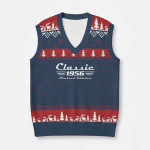Classic 1956 Birthday V-Neck Knit Sweater Vest 70yr 70th Birthday TS10 Navy Red Print Your Wear