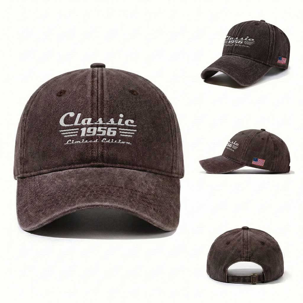 Classic 1956 Birthday Washed Cotton Baseball Cap 70yr 70th Birthday TS10 Washed Cap Universal Fit Dark Brown Print Your Wear