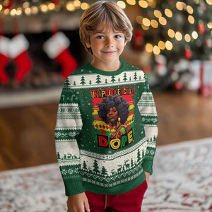 Black Women Unapologetically Dope Ugly Christmas Sweater Juneteenth Black History TS10 Forest Green Beige Print Your Wear