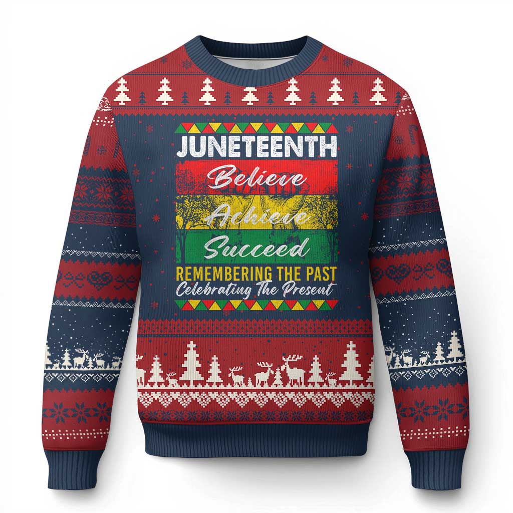 Juneteenth 1865 Ugly Christmas Sweater Remembering The Past Black Freedom African Independence Day TS10 Navy Red Print Your Wear