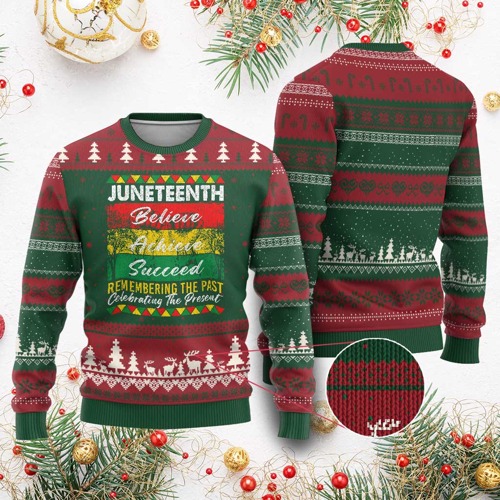 Juneteenth 1865 Ugly Christmas Sweater Remembering The Past Black Freedom African Independence Day TS10 Red Green Print Your Wear