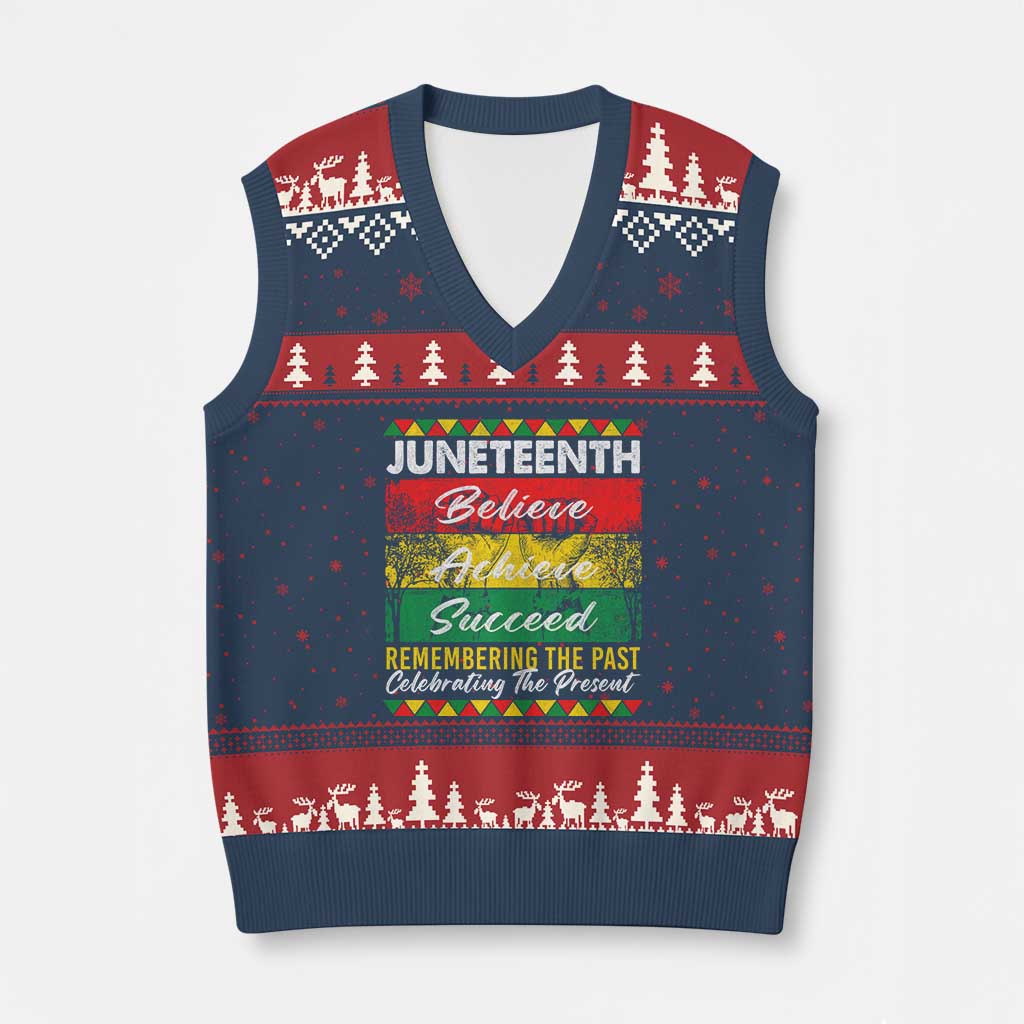 Juneteenth 1865 V-Neck Knit Sweater Vest Remembering The Past Black Freedom African Independence Day TS10 Navy Red Print Your Wear