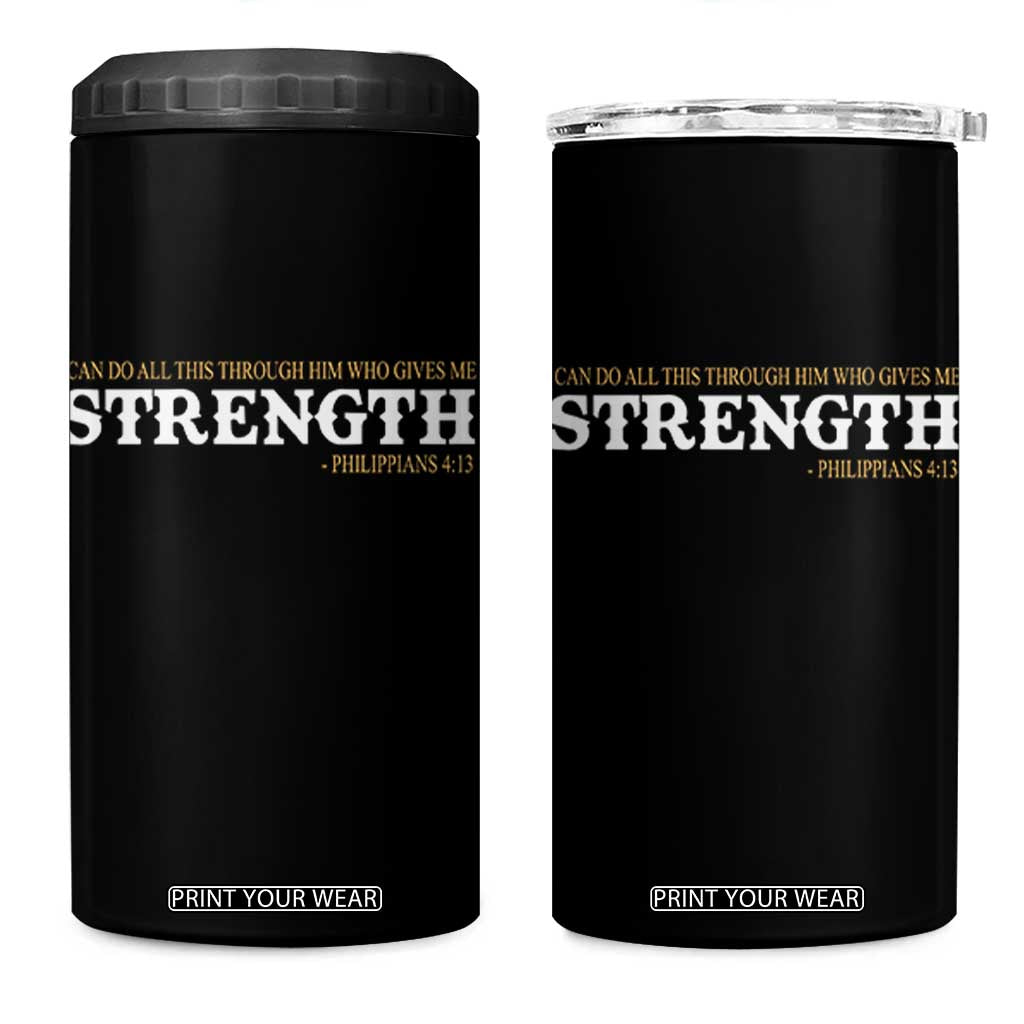 Christian Bible 4 in 1 Can Cooler Tumbler Philippians 4:13 Motivational Quote Inspirational Bible Verses TS10 One Size: 16 oz Black Print Your Wear
