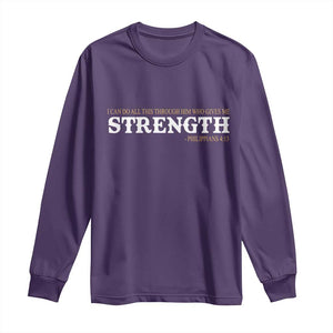 Christian Bible Long Sleeve Shirt Philippians 4:13 Motivational Quote Inspirational Bible Verses TS10 Purple Print Your Wear