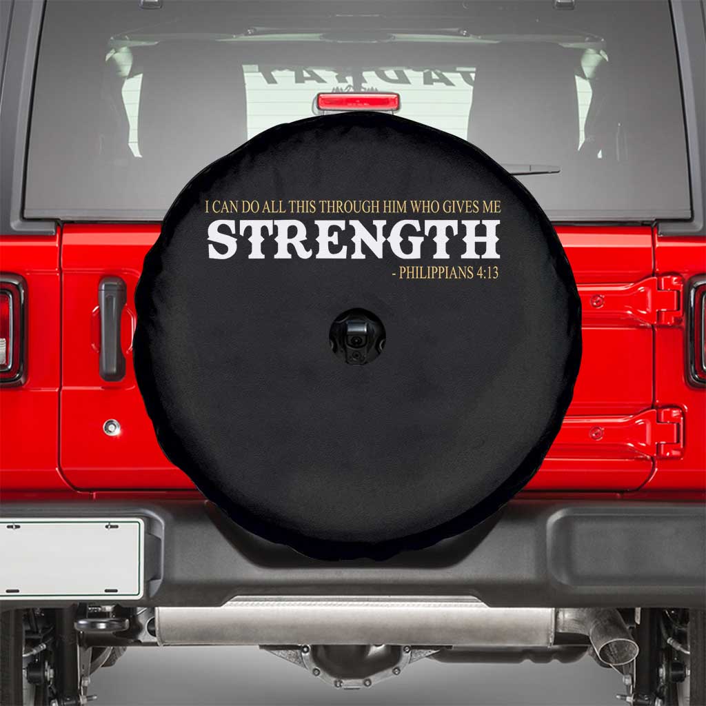 Christian Bible Spare Tire Cover Philippians 4:13 Motivational Quote Inspirational Bible Verses TS10 Black Print Your Wear