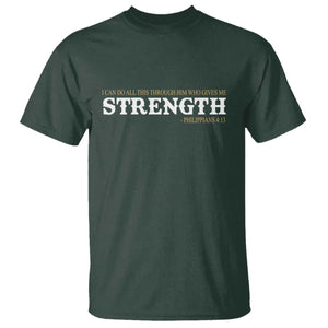 Christian Bible T Shirt Philippians 4:13 Motivational Quote Inspirational Bible Verses TS10 Dark Forest Green Print Your Wear