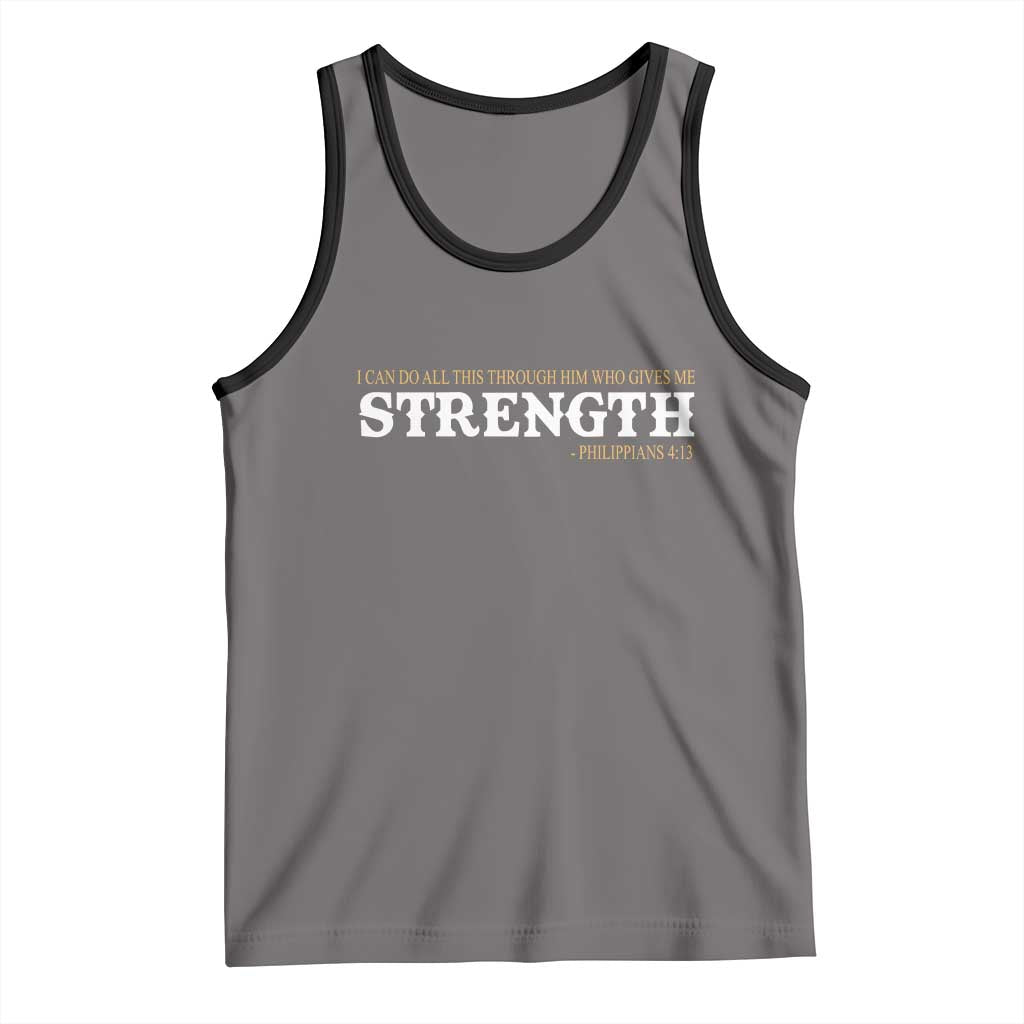 Christian Bible Tank Top Philippians 4:13 Motivational Quote Inspirational Bible Verses TS10 Deep Heather Black Print Your Wear