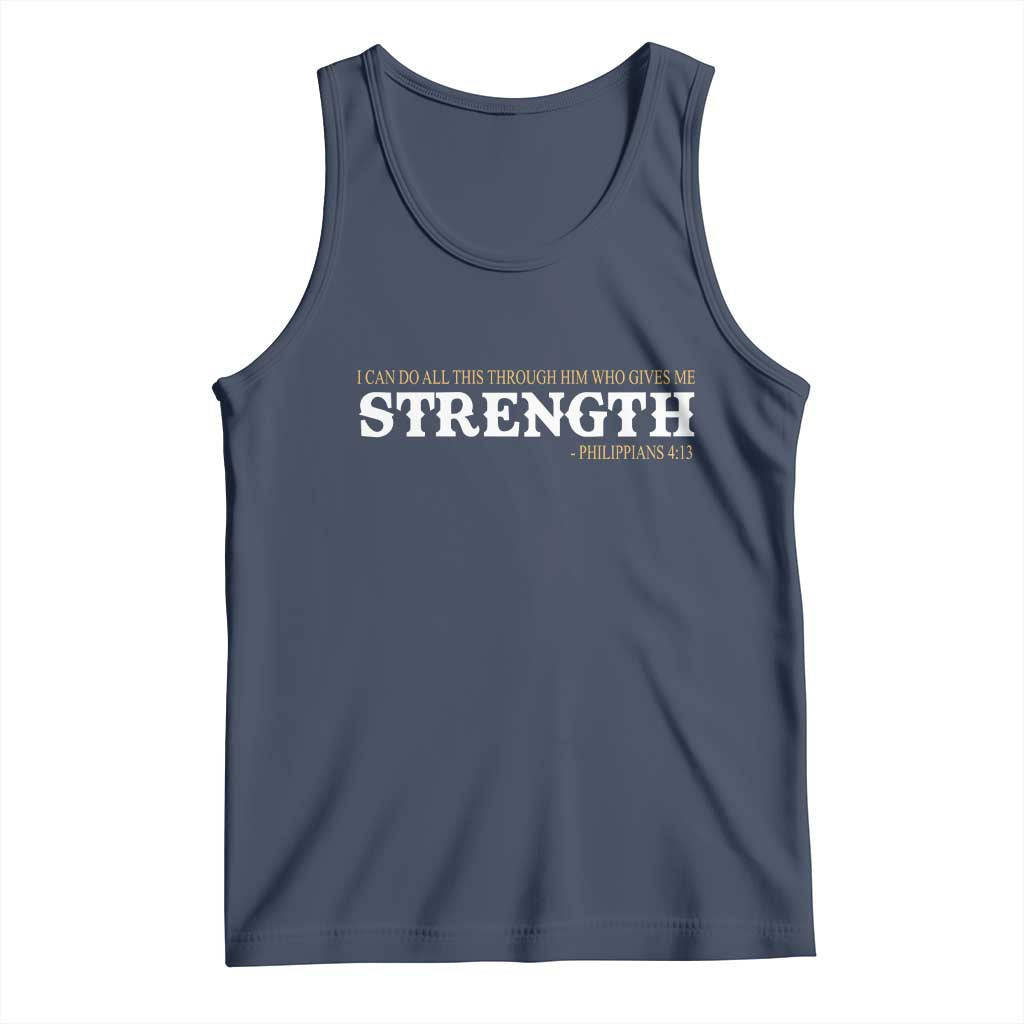 Christian Bible Tank Top Philippians 4:13 Motivational Quote Inspirational Bible Verses TS10 Navy Print Your Wear