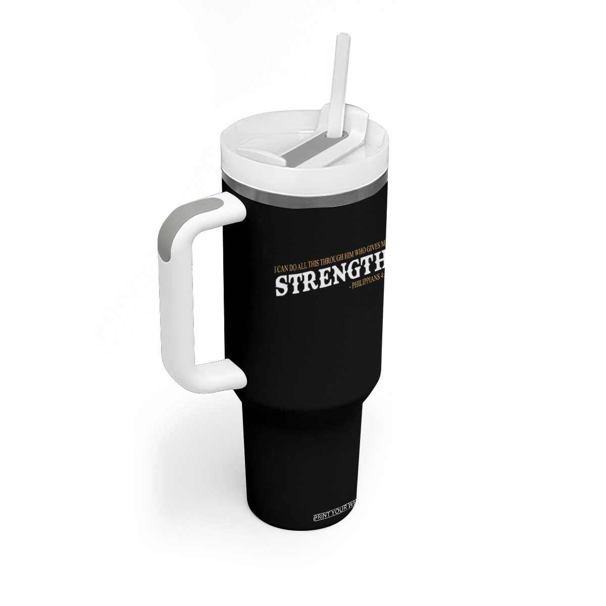 Christian Bible Tumbler With Handle Philippians 4:13 Motivational Quote Inspirational Bible Verses TS10 Print Your Wear
