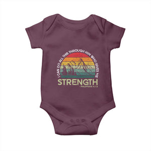 Vintage Christian Bible Baby Onesie Philippians 4:13 Motivational Quote Inspirational Bible Verses TS10 Maroon Print Your Wear