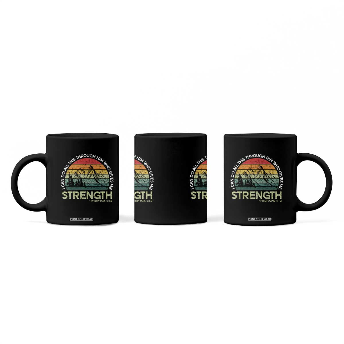 Vintage Christian Bible Coffee Mug Philippians 4:13 Motivational Quote Inspirational Bible Verses TS10 Print Your Wear