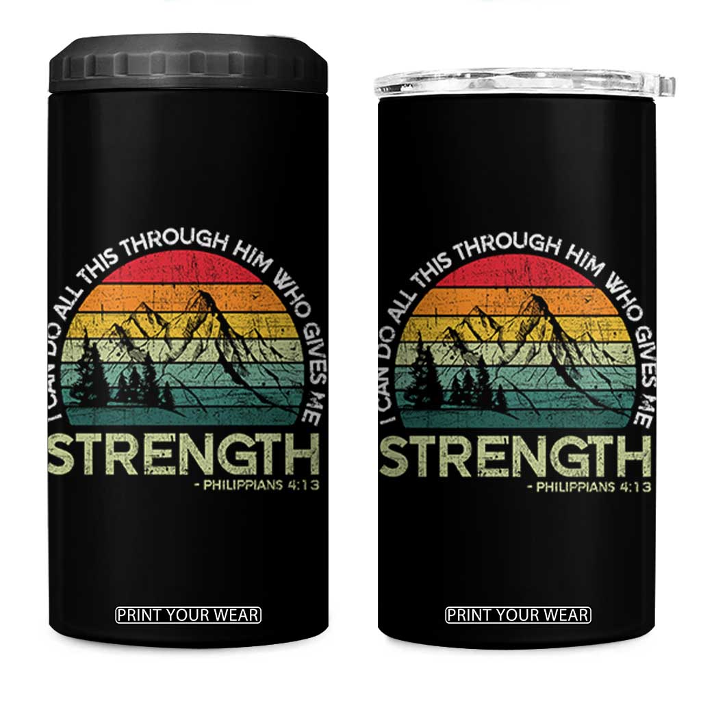 Vintage Christian Bible 4 in 1 Can Cooler Tumbler Philippians 4:13 Motivational Quote Inspirational Bible Verses TS10 One Size: 16 oz Black Print Your Wear