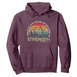 Vintage Christian Bible Hoodie Philippians 4:13 Motivational Quote Inspirational Bible Verses TS10 Maroon Print Your Wear