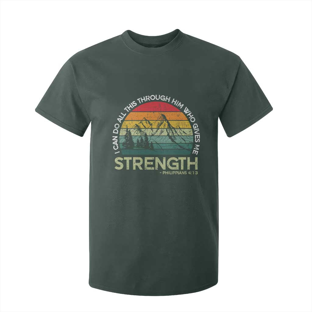 Vintage Christian Bible T Shirt For Kid Philippians 4:13 Motivational Quote Inspirational Bible Verses TS10 Dark Forest Green Print Your Wear