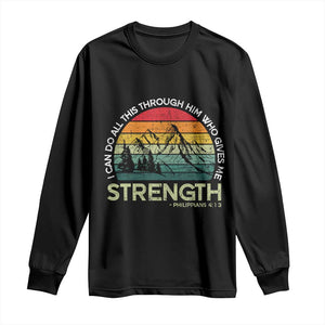 Vintage Christian Bible Long Sleeve Shirt Philippians 4:13 Motivational Quote Inspirational Bible Verses TS10 Black Print Your Wear