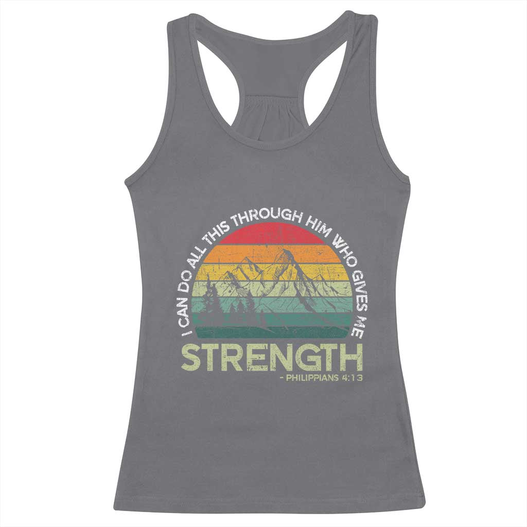 Vintage Christian Bible Racerback Tank Top Philippians 4:13 Motivational Quote Inspirational Bible Verses TS10 Charcoal Print Your Wear