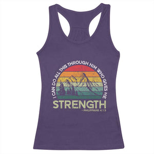 Vintage Christian Bible Racerback Tank Top Philippians 4:13 Motivational Quote Inspirational Bible Verses TS10 Purple Print Your Wear