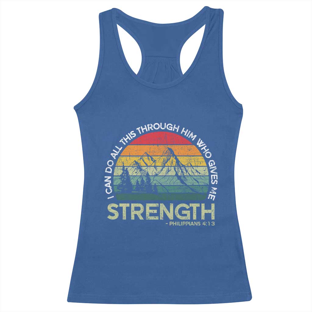Vintage Christian Bible Racerback Tank Top Philippians 4:13 Motivational Quote Inspirational Bible Verses TS10 Royal Blue Print Your Wear
