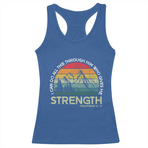 Vintage Christian Bible Racerback Tank Top Philippians 4:13 Motivational Quote Inspirational Bible Verses TS10 Royal Blue Print Your Wear