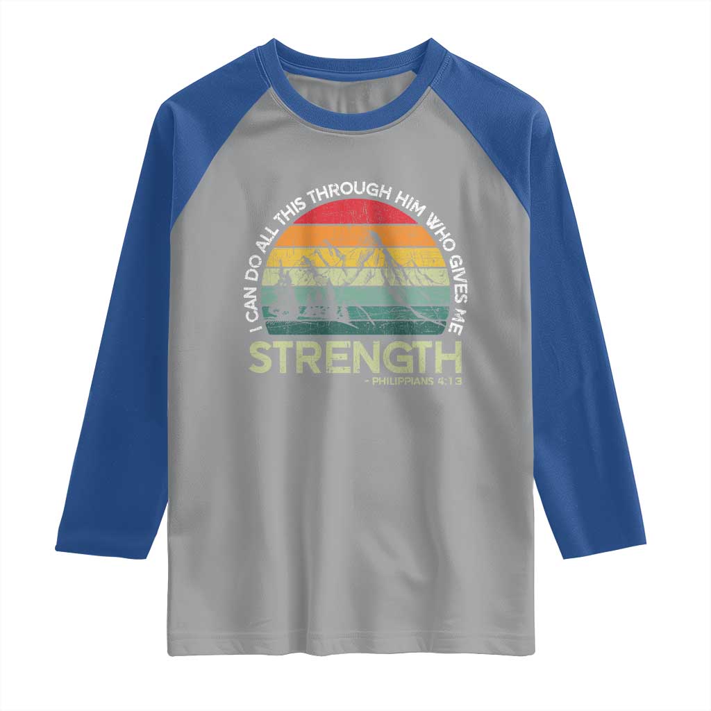 Vintage Christian Bible Raglan Shirt Philippians 4:13 Motivational Quote Inspirational Bible Verses TS10 Sport Gray Royal Print Your Wear