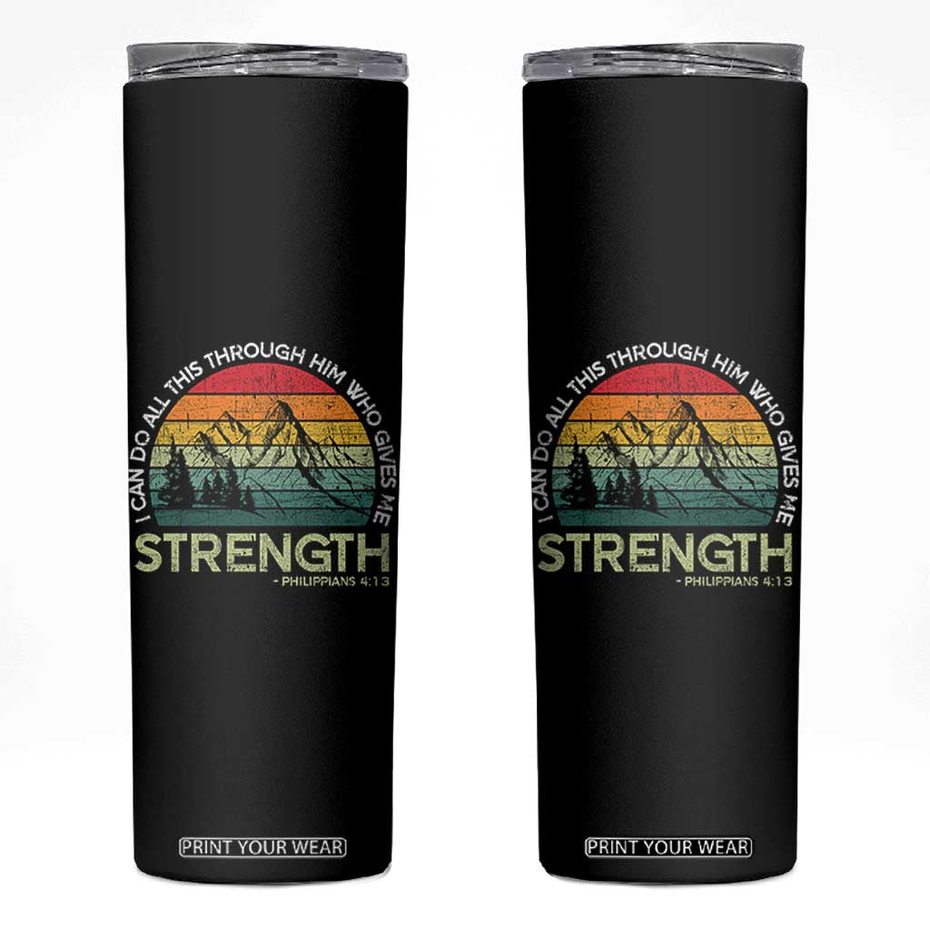 Vintage Christian Bible Skinny Tumbler Philippians 4:13 Motivational Quote Inspirational Bible Verses TS10 Black Print Your Wear