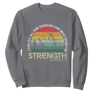 Vintage Christian Bible Sweatshirt Philippians 4:13 Motivational Quote Inspirational Bible Verses TS10 Charcoal Print Your Wear