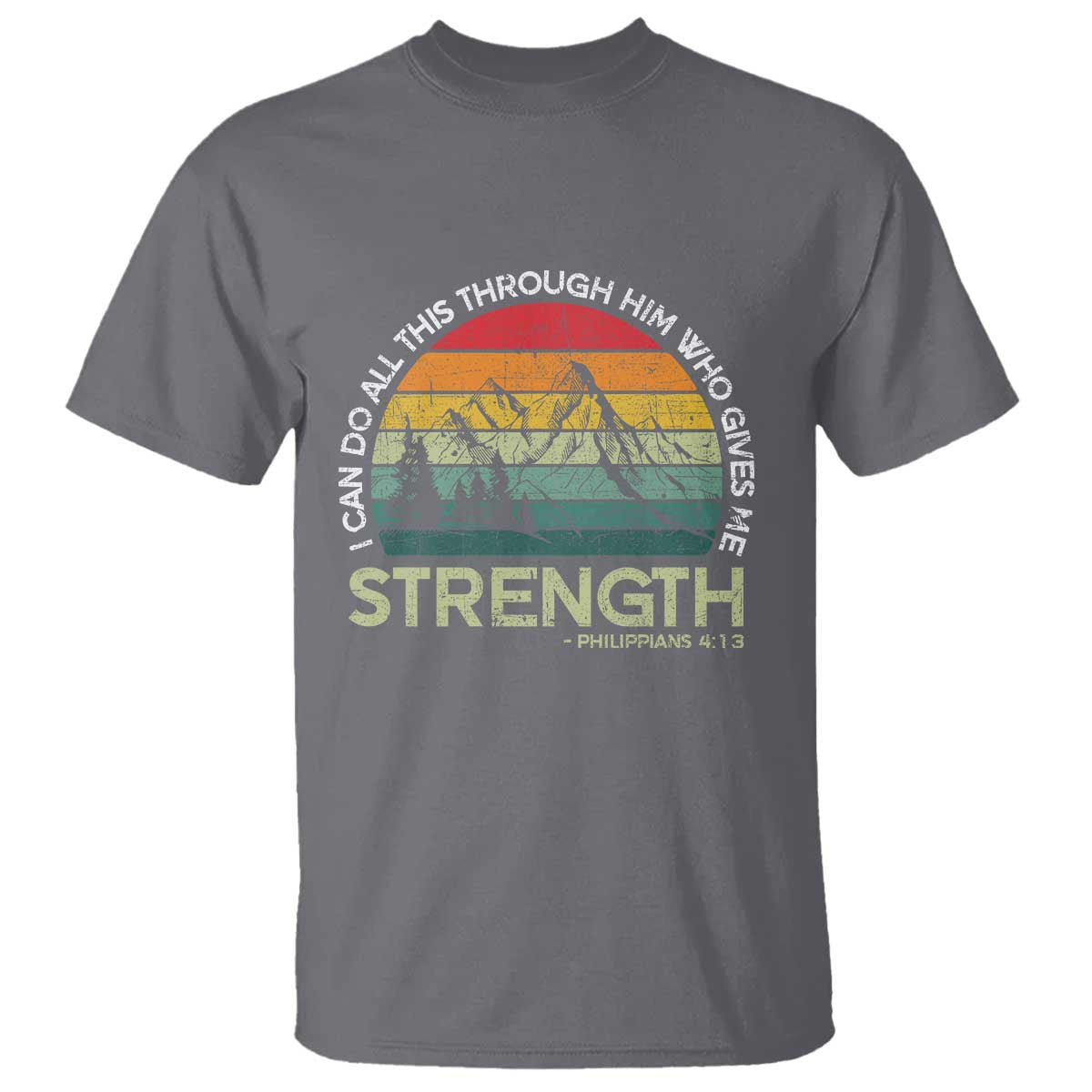 Vintage Christian Bible T Shirt Philippians 4:13 Motivational Quote Inspirational Bible Verses TS10 Charcoal Print Your Wear