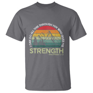 Vintage Christian Bible T Shirt Philippians 4:13 Motivational Quote Inspirational Bible Verses TS10 Charcoal Print Your Wear