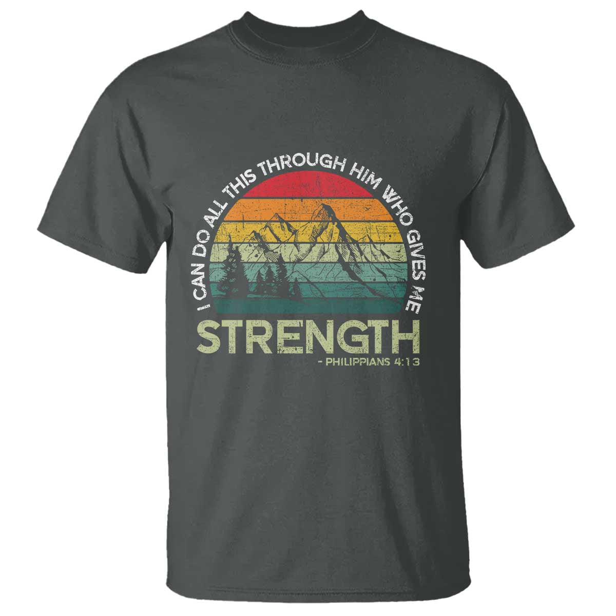 Vintage Christian Bible T Shirt Philippians 4:13 Motivational Quote Inspirational Bible Verses TS10 Dark Heather Print Your Wear
