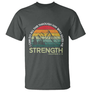 Vintage Christian Bible T Shirt Philippians 4:13 Motivational Quote Inspirational Bible Verses TS10 Dark Heather Print Your Wear
