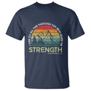 Vintage Christian Bible T Shirt Philippians 4:13 Motivational Quote Inspirational Bible Verses TS10 Navy Print Your Wear