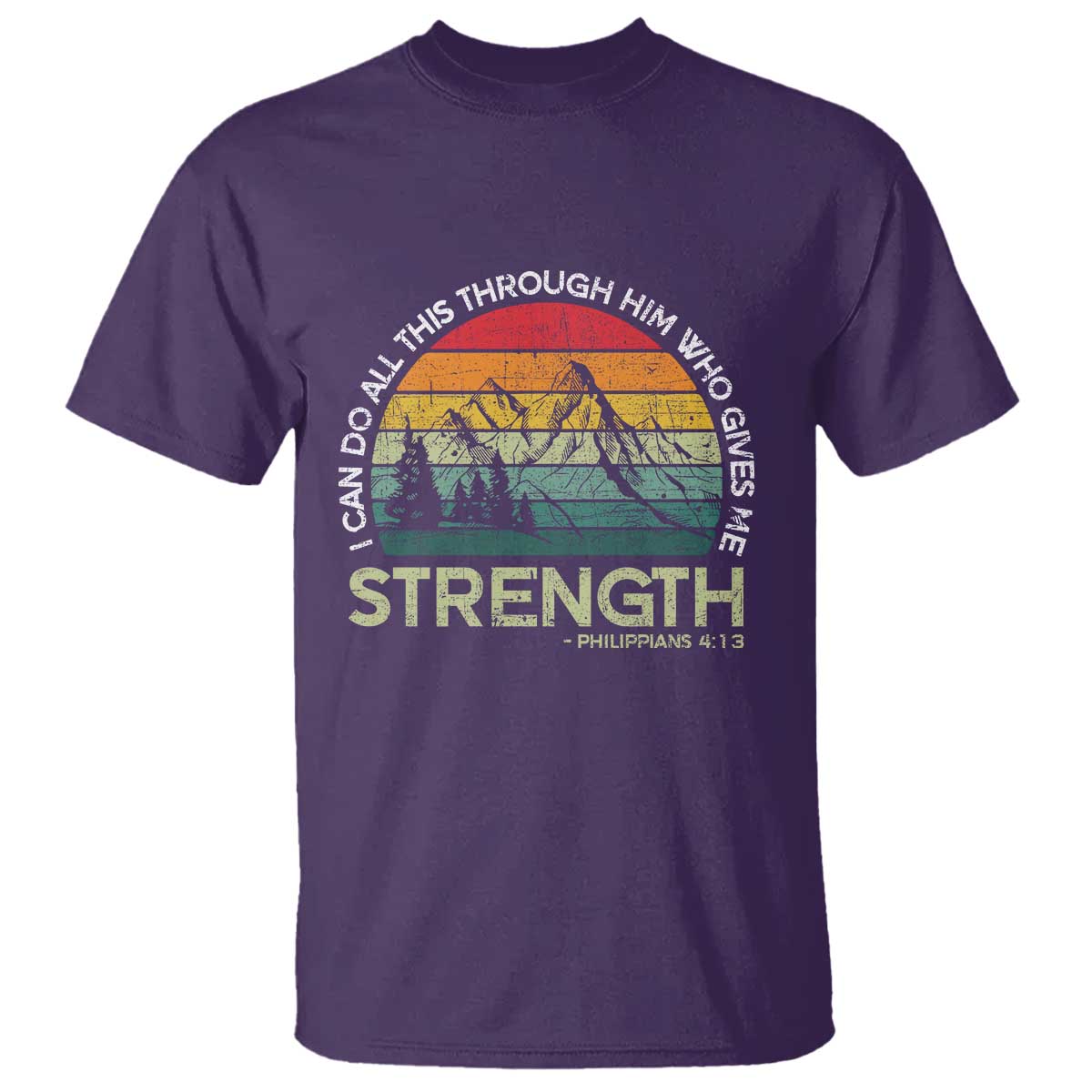 Vintage Christian Bible T Shirt Philippians 4:13 Motivational Quote Inspirational Bible Verses TS10 Purple Print Your Wear