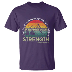 Vintage Christian Bible T Shirt Philippians 4:13 Motivational Quote Inspirational Bible Verses TS10 Purple Print Your Wear