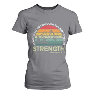 Vintage Christian Bible T Shirt For Women Philippians 4:13 Motivational Quote Inspirational Bible Verses TS10 Charcoal Print Your Wear