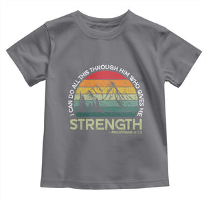 Vintage Christian Bible Toddler T Shirt Philippians 4:13 Motivational Quote Inspirational Bible Verses TS10 Charcoal Print Your Wear