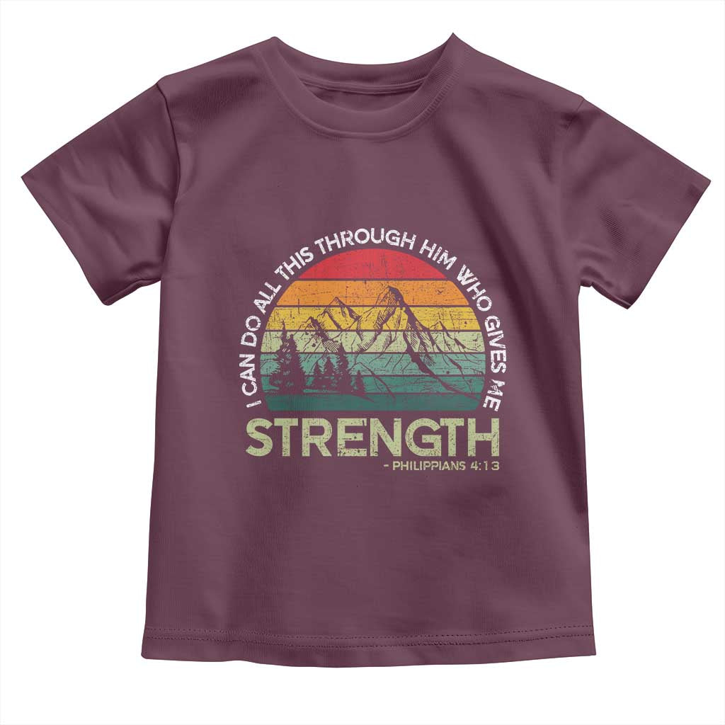 Vintage Christian Bible Toddler T Shirt Philippians 4:13 Motivational Quote Inspirational Bible Verses TS10 Maroon Print Your Wear